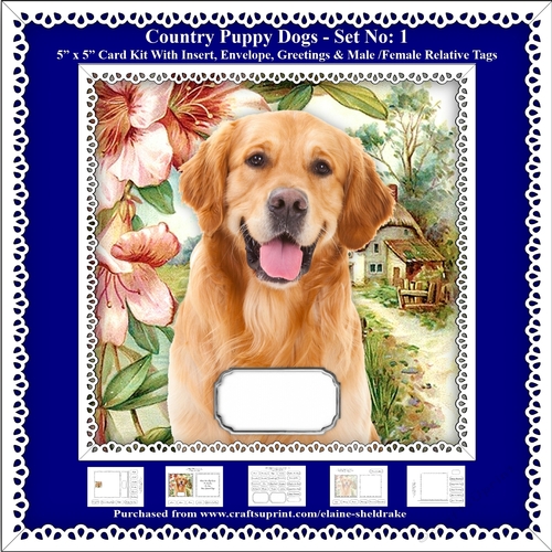 Printable Country Puppy Dogs Card Kit - Set No: 1