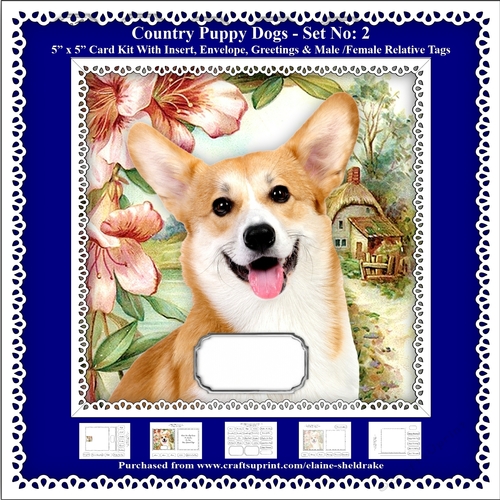 Printable Country Puppy Dog Card Kit - Set No: 2