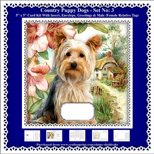 Printable Country Puppy Dog Card Kit - Set No: 3