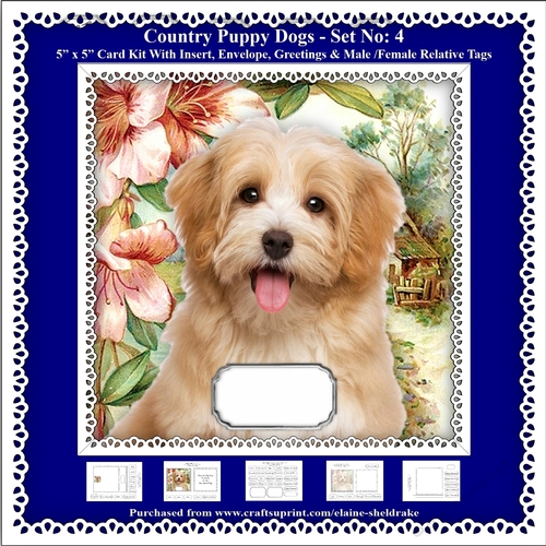 Printable Country Puppy Dog Card Kit - Set No: 4
