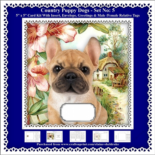 Printable Country Puppy Dog Card Kit - Set No: 5
