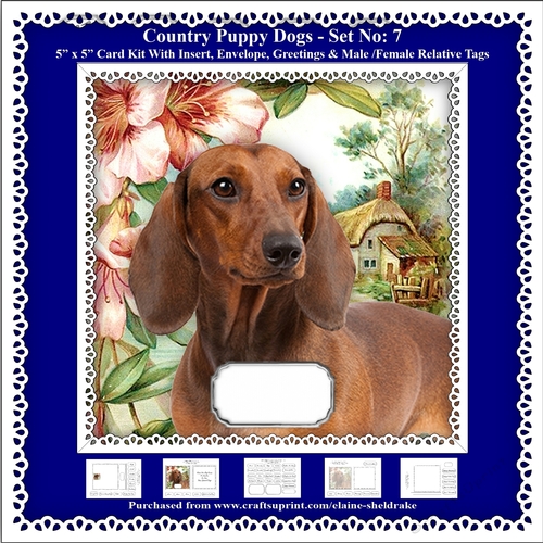 Printable Country Puppy Dogs Card Kit - Set No: 7