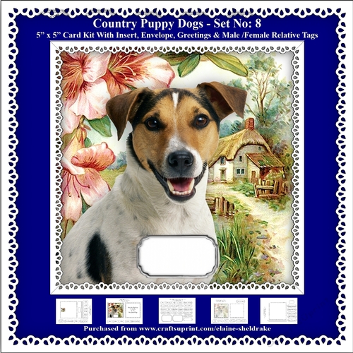 Printable Country Puppy Dogs Card Kit - Set No: 8