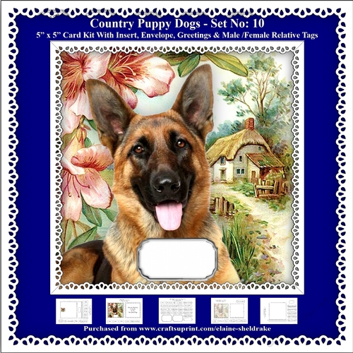 Printable Country Puppy Dogs Card Kit - Set No: 10