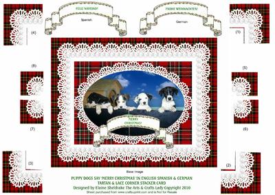 Puppy Dogs Say Merry Christmas in English Spanish & German