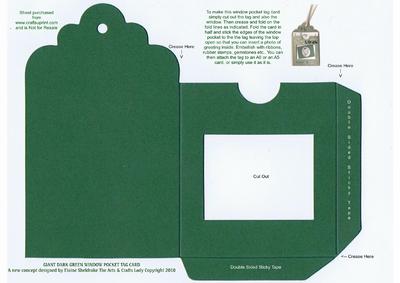 Giant Dark Green Window Pocket Tag Card