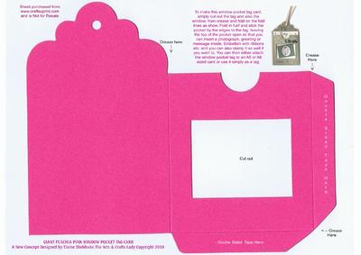 Giant Fuschia Pink Window Pocket Tag Card