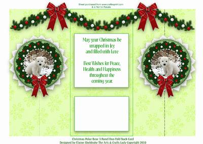Christmas Polar Bear 3 Panel Duo Fold Back Card