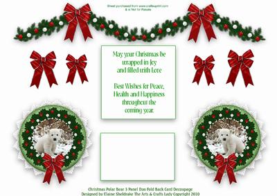 Christmas Polar Bear Decoupage for Panel Duo Fold Back Card