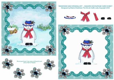 Snowman Sam - Square Decoupage & Shaker Card Sheet