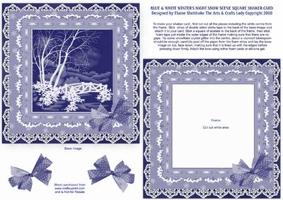 Blue & White Winter's Night Snow Scene Square Shaker Card