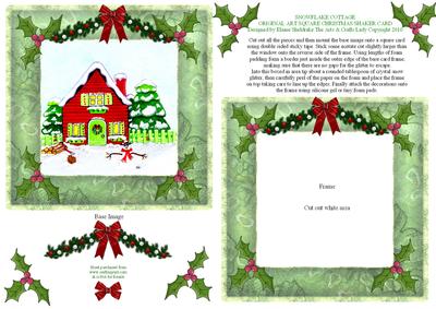 Snowflake Cottage Original Art Square Christmas Shaker Card