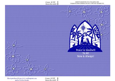 Nativity Blue Silhouette Print Cut & Fold A5 Quick Card