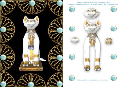 Bastet Egyptian Cat Goddess Decoupage Card