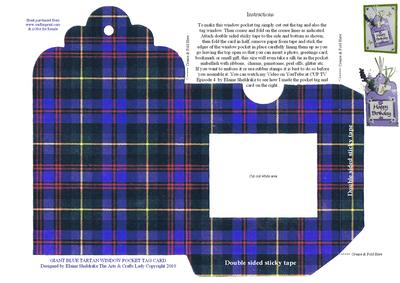 Giant Blue Tartan Window Pocket Tag for Cards & Scrapbooking