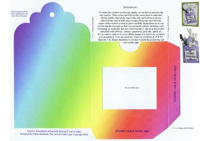 Giant Rainbow Window Pocket Tag for Cards & Scrapbooking