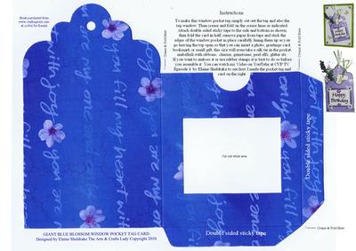 Giant Blue Blossom Window Pocket Tag for Cards Scrapbooking
