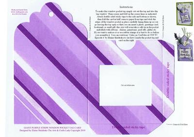 Giant Purple Stripe Window Pocket Tag for Cards Scrapbooking