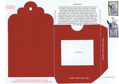 Giant Berry Red Window Pocket Tag for Cards & Scrapbooking