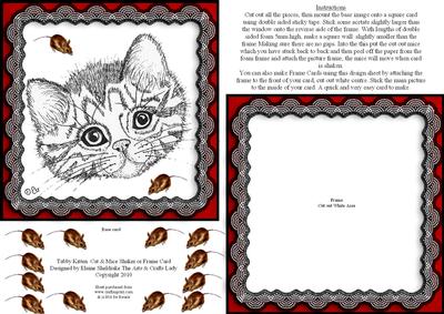 Tabby Kitten Cat & Mice Shaker Card or Frame Card