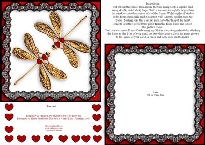 Dragonfly & Hearts Love Shaker Card or Frame Card