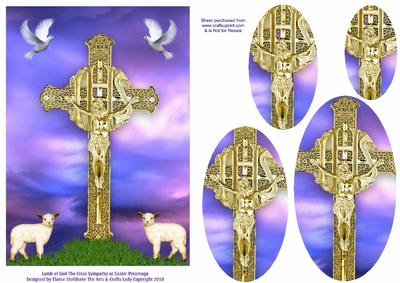 Lamb of God the Cross Oval Pyramage Sympathy or Easter Card