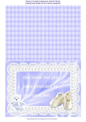 Baby Boy Two Small Feet Announcement Quick Cut & Fold Card