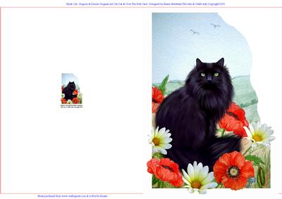 Black Cat - Poppies & Daisies Cut Out & Over the Side Card