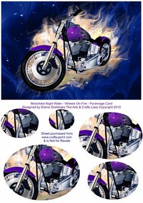 Motorbike Night Rider - Wheels on Fire - Pyramage Card