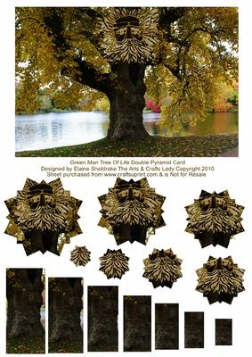 Green Man Tree of Life Double Pyramid Card