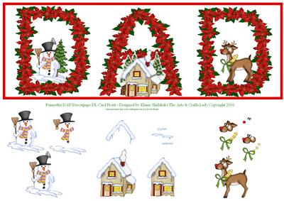 Poinsettia Dad Decoupage Dl Card Front