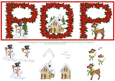 Poinsettias Pop Decoupage Dl Card Front