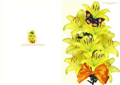Yellow Lilies & Butterfly Cut Out & Fold Over the Side Card
