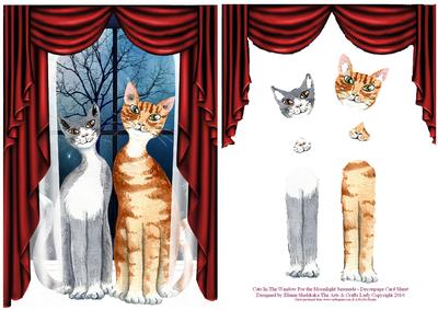 Cats in the Window for the Moonlight Serenade - Decoupage Ca