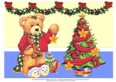 A4 Teddy Bear in Teddy Slippers Decorating the Xmas Tree
