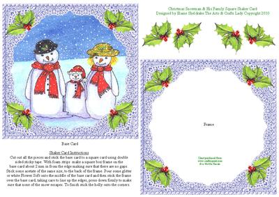 Christmas Snowman & His Family Square Shaker Card