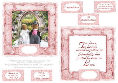 Posh Mice Garden Ruby Wedding Anniversary Square Card