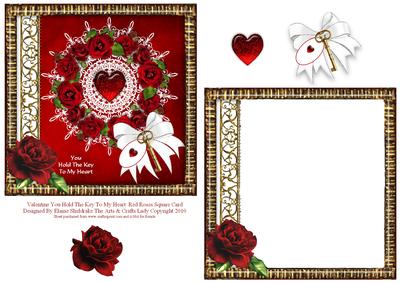Valentine You Hold the Key to My Heart Square Decoupage Card
