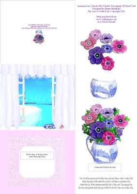 Anemones in a Jug in the Window Decoupage 3D Easel Card