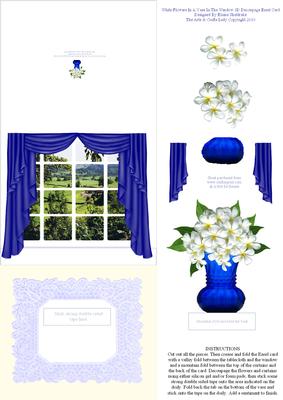White Flowers in a Vase in the Window 3D Decoupage Easel Car