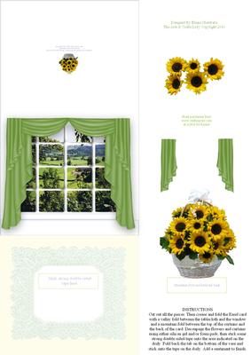 Sunflowers in a Basket in the Window 3D Decoupage Easel Card