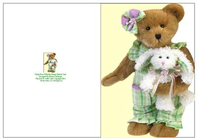 Teddy Bear with Her Bunny Rabbit Quick Cut & Fold Card