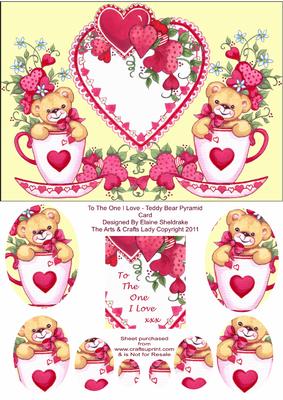 To the One I Love - Teddy Bear Pyramid Card