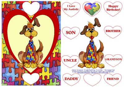 Autism Awareness - Googly Eyed Dog - Men & Boys -decoupage