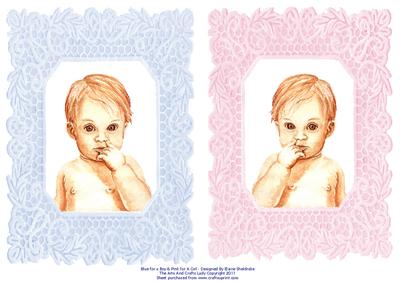 Blue for a Boy & Pink for a Girl 2 x Quick Card Fronts