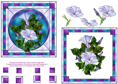 Morning Glory Stained Glass Square Card Decoupage Sheet