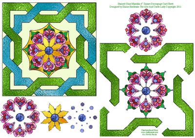 Stained Glass Mandala 6 Inch Square Decoupage Card Sheet