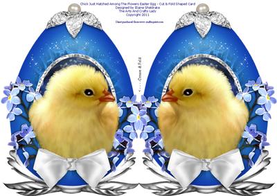 Chick Just Hatched Among the Flowers Easter Egg Cut & Fold