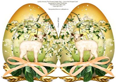 Lamb Among the Flowers Easter Egg - Shaped Cut & Fold Card