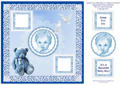 Jump for Joy It's a Baby Boy 8" x 8" Quick Card Front